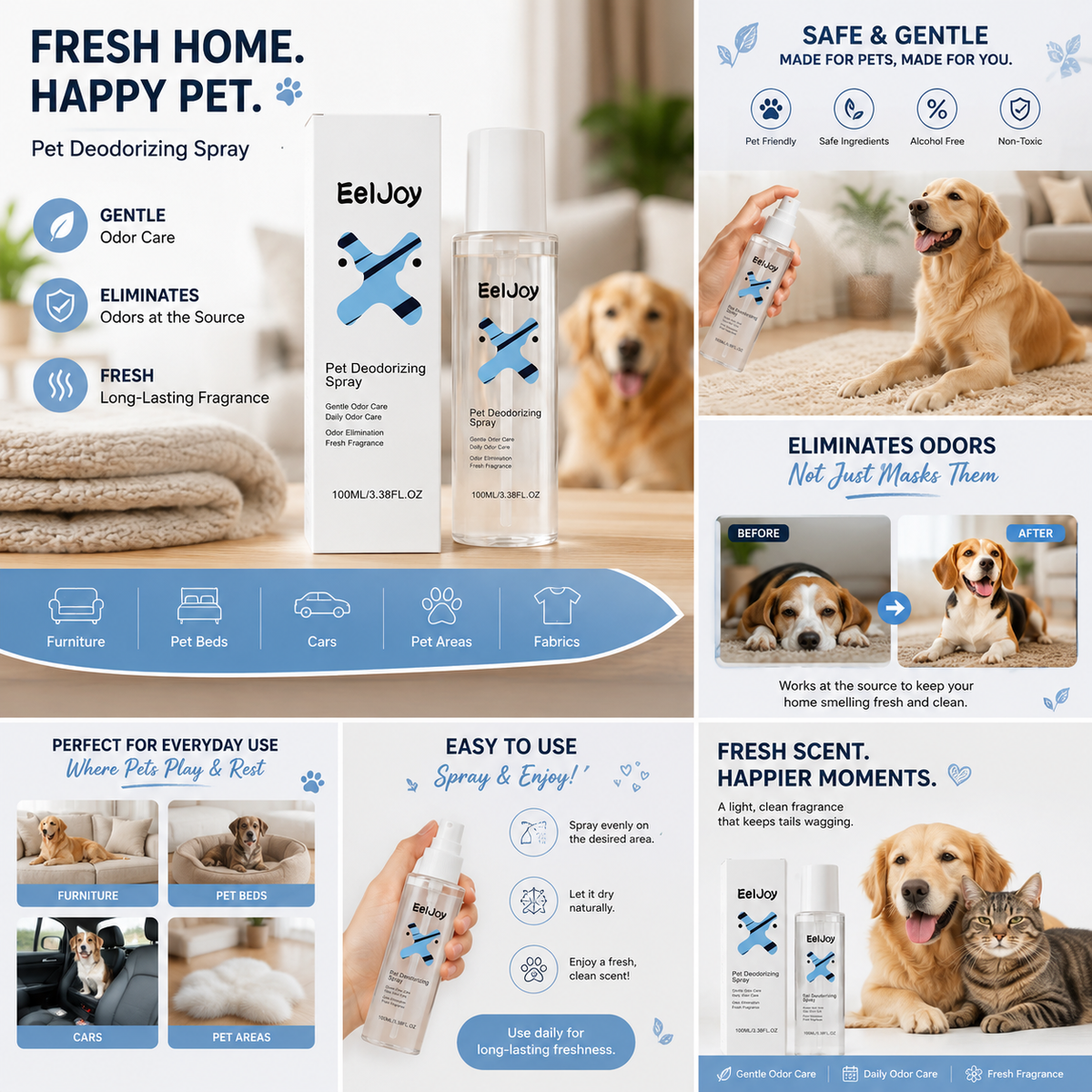 Pet Deodorizing Spray – Gentle Odor Care for Fabrics and Hard Surfaces - TailTiddy