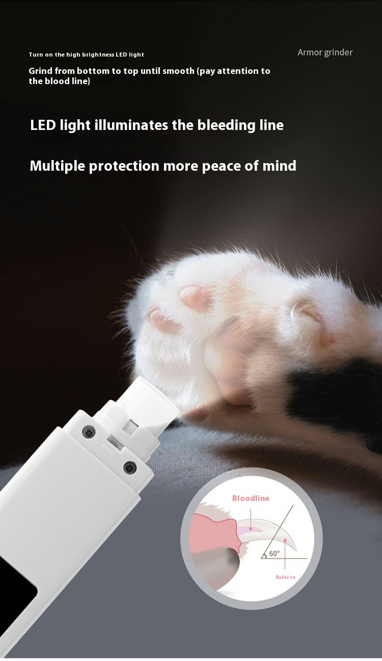 Rechargeable LED Pet Nail Grinder – Electric Nail Trimmer for Dogs with Dustproof Design - TailTiddy