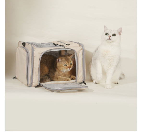 Portable Outdoor Cat Carrier – All-Weather Breathable Expandable Pet Bag for Dogs & Cats - TailTiddy