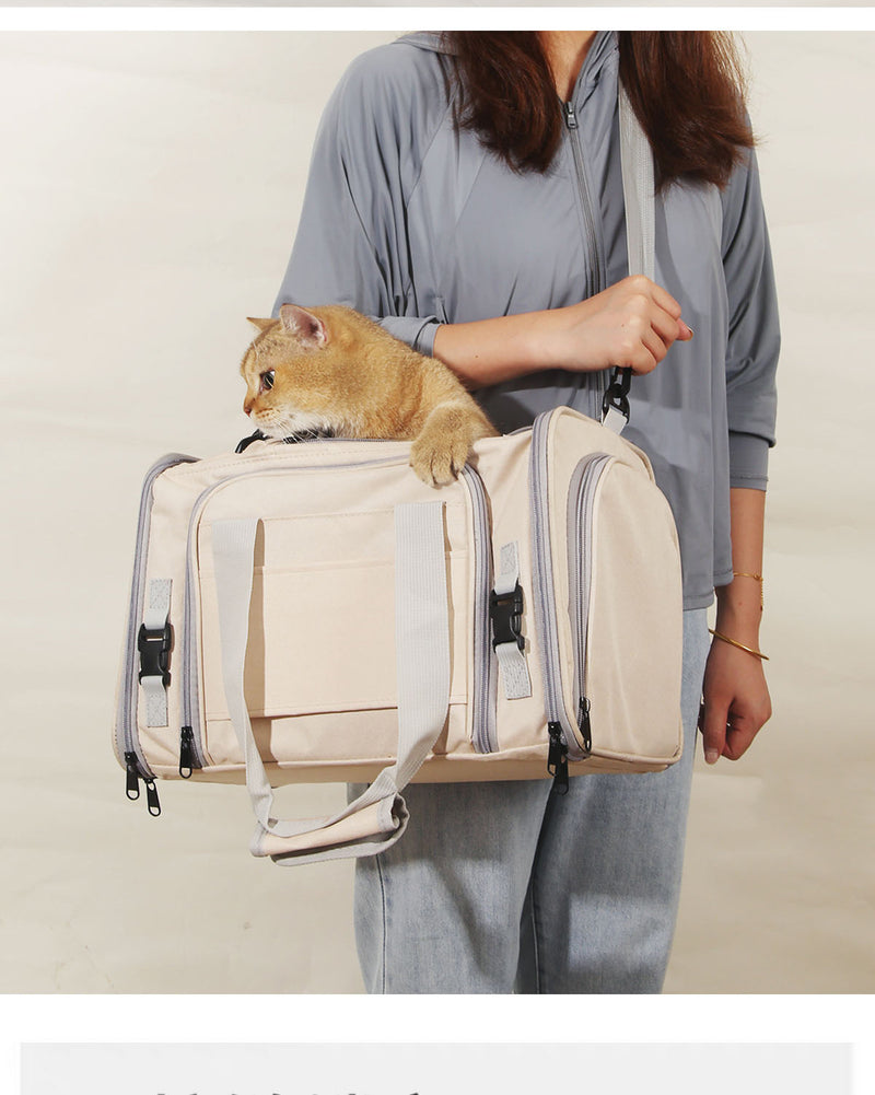 Portable Outdoor Cat Carrier – All-Weather Breathable Expandable Pet Bag for Dogs & Cats - TailTiddy