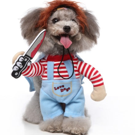 Cosplay Pet Standing Outfit – Funny Dog Costume with Hat, Clothes, and Cloak for Halloween & Christmas - TailTiddy