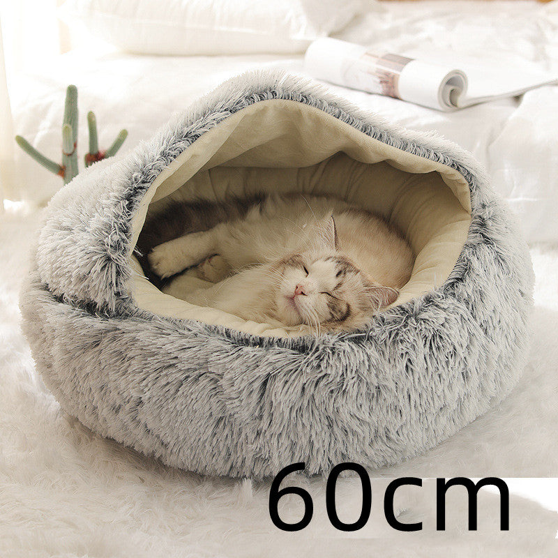 2 in 1 Warm Winter Pet Bed – Plush & Crystal Velvet Cushion for Cats and Dogs - TailTiddy