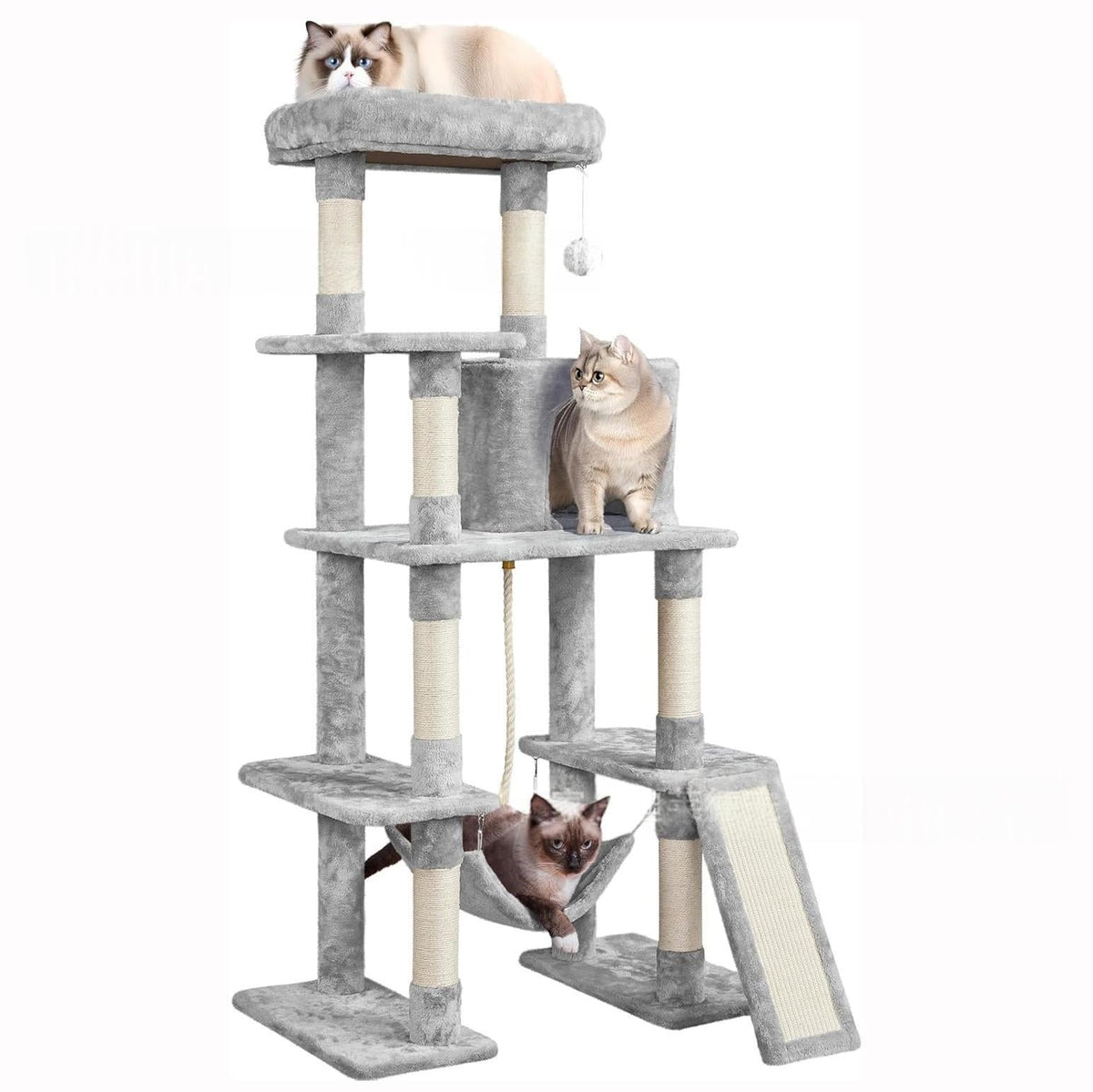 All-in-One Cat Bed, Scratching Post & Cat Tree – Minimalist MDF Pet Furniture - TailTiddy