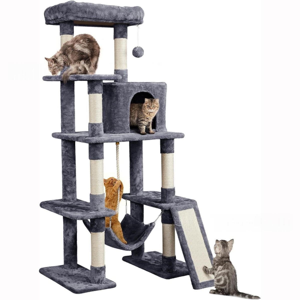 All-in-One Cat Bed, Scratching Post & Cat Tree – Minimalist MDF Pet Furniture - TailTiddy