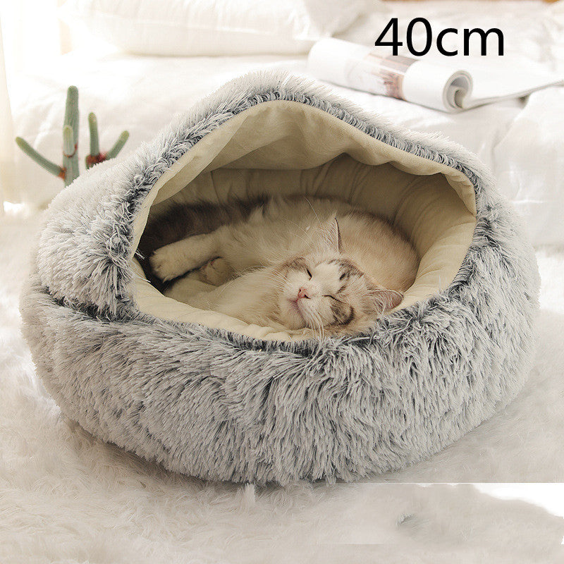 2 in 1 Warm Winter Pet Bed – Plush & Crystal Velvet Cushion for Cats and Dogs - TailTiddy