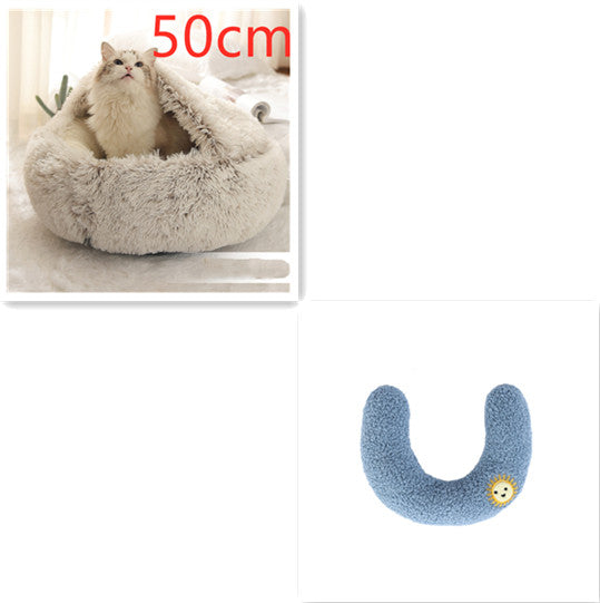 2 in 1 Warm Winter Pet Bed – Plush & Crystal Velvet Cushion for Cats and Dogs - TailTiddy