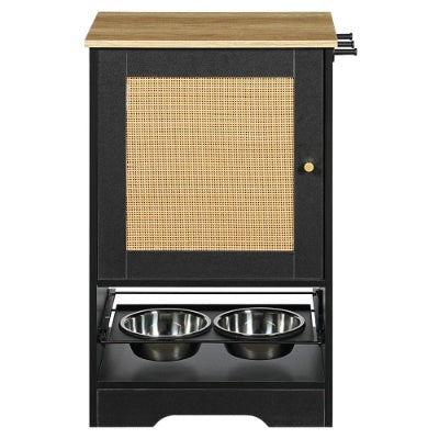 Hidden Pet Feeding Station with Storage Cabinet, 2 Elevated Dog Bowls & Side Hooks (Premium Product) - TailTiddy