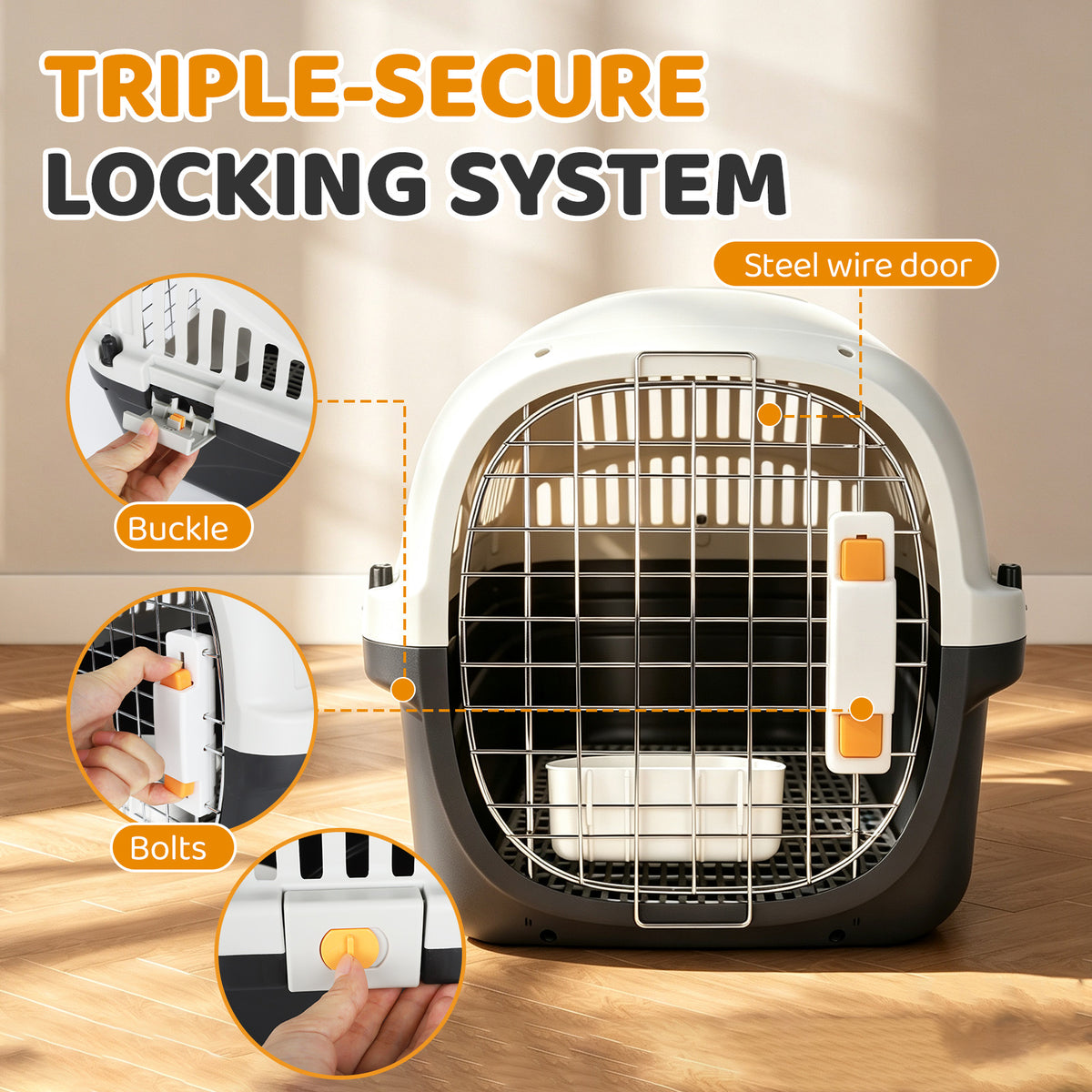 Plastic Cat Carrier Top Load – Airline & Travel-Ready Pet Carrier for Small Dogs & Cats - TailTiddy