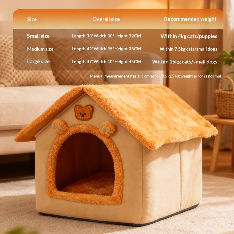 Enclosed Cat & Dog House – Winter Warm, All-Season Bed with Removable & Washable Cushion(Premium Product) - TailTiddy