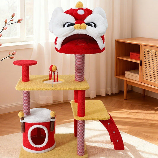 Space-Saving Cat Tree – Lion Dance Climbing Frame for Small Homes - TailTiddy