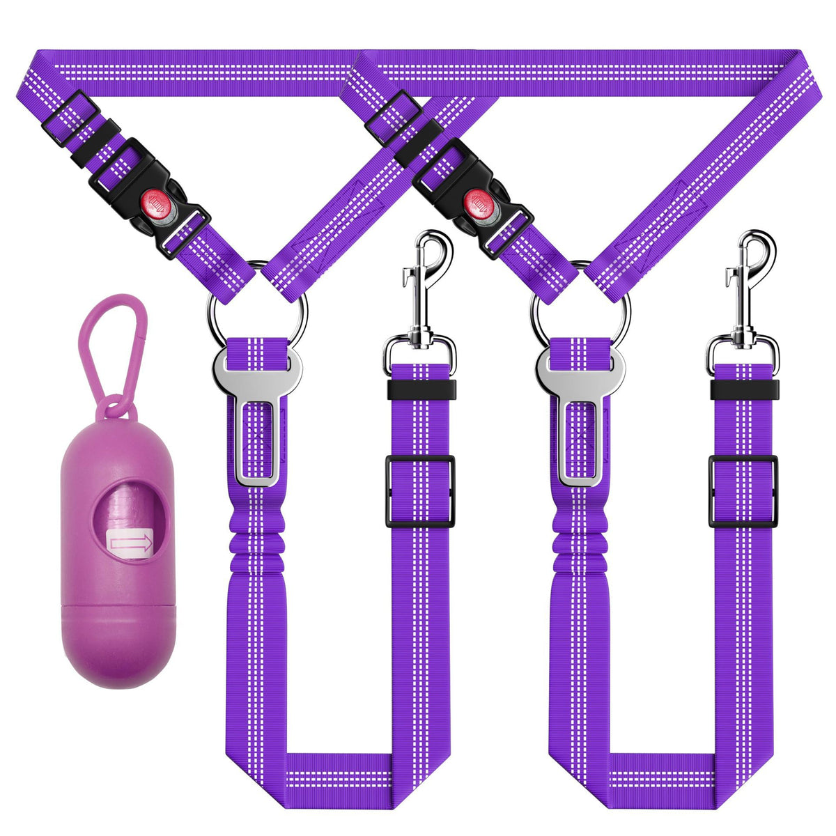 Dog Car Seat Belt Adjustable Reflective / Dog Security Harness For Car Headrest - TailTiddy