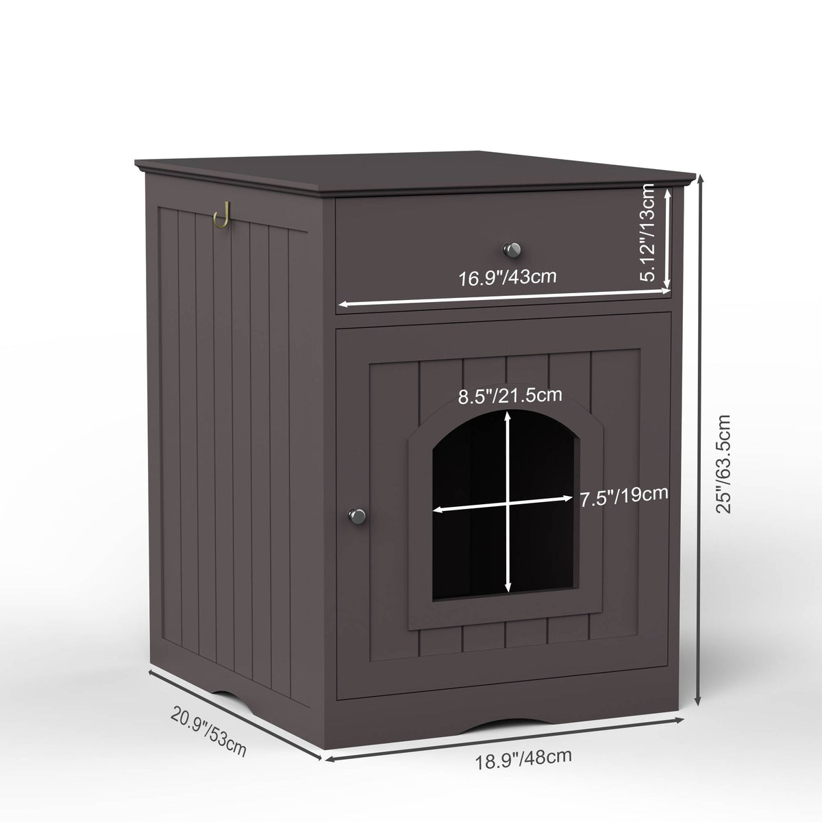 Wooden Pet House Cat Litter Box Enclosure with Drawer & Side Table – Indoor Pet Crate & Nightstand - TailTiddy