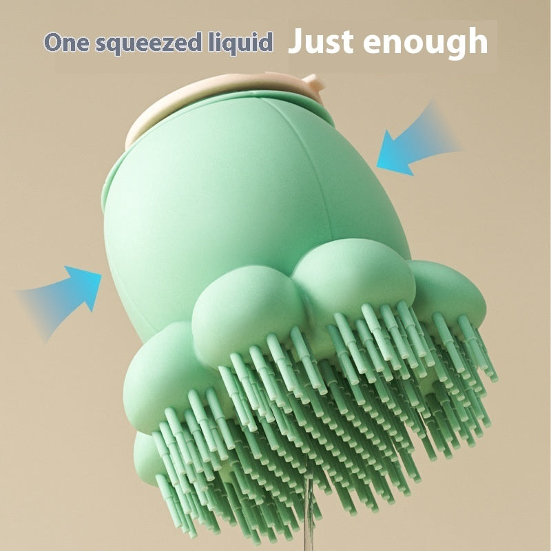Silicone Pet Bath & Massage Brush – Ergonomic Design with One-Click Liquid Dispensing - TailTiddy