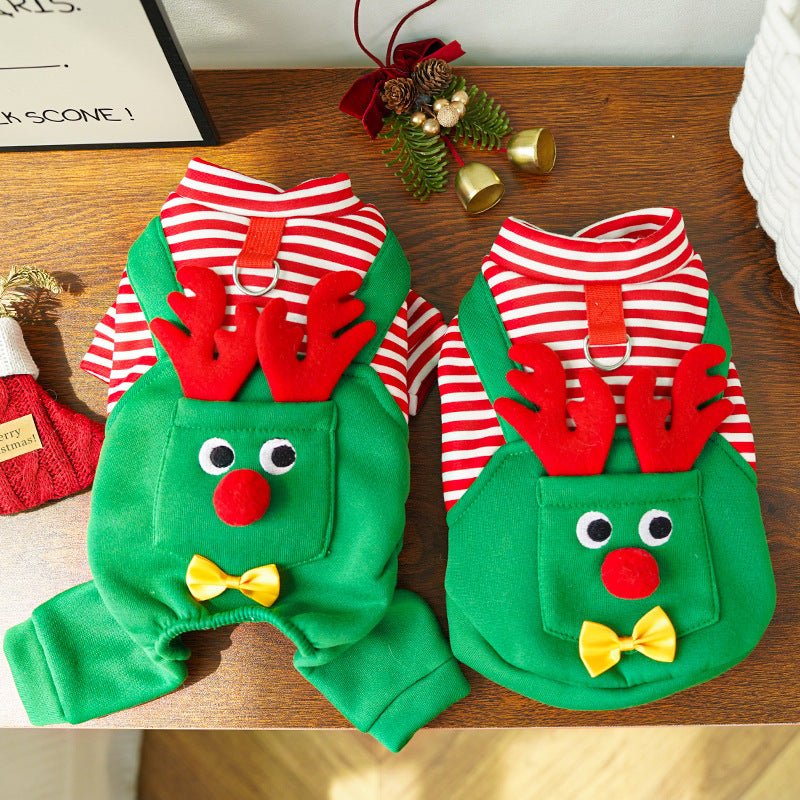 Christmas Elk Pet Sweatshirt &amp; Vest – Warm Xmas Costume for Dogs & Cats - TailTiddy