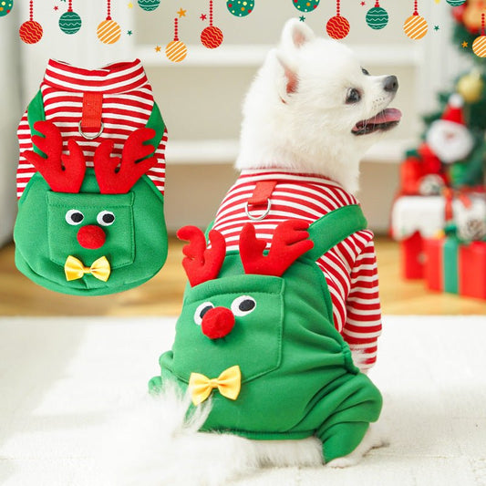 Christmas Elk Pet Sweatshirt &amp; Vest – Warm Xmas Costume for Dogs & Cats - TailTiddy