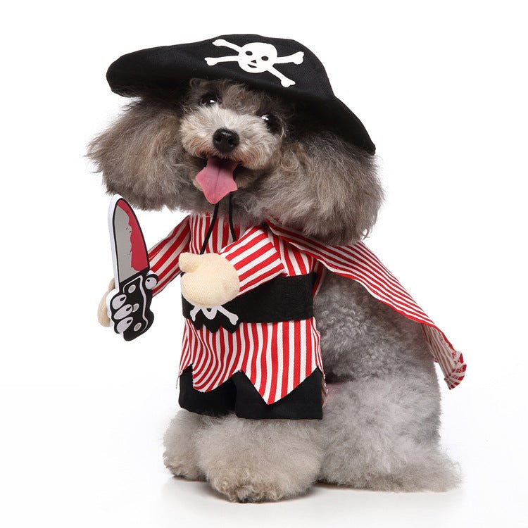 Cosplay Pet Standing Outfit – Funny Dog Costume with Hat, Clothes, and Cloak for Halloween & Christmas - TailTiddy