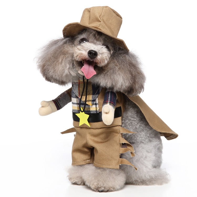 Cosplay Pet Standing Outfit – Funny Dog Costume with Hat, Clothes, and Cloak for Halloween & Christmas - TailTiddy