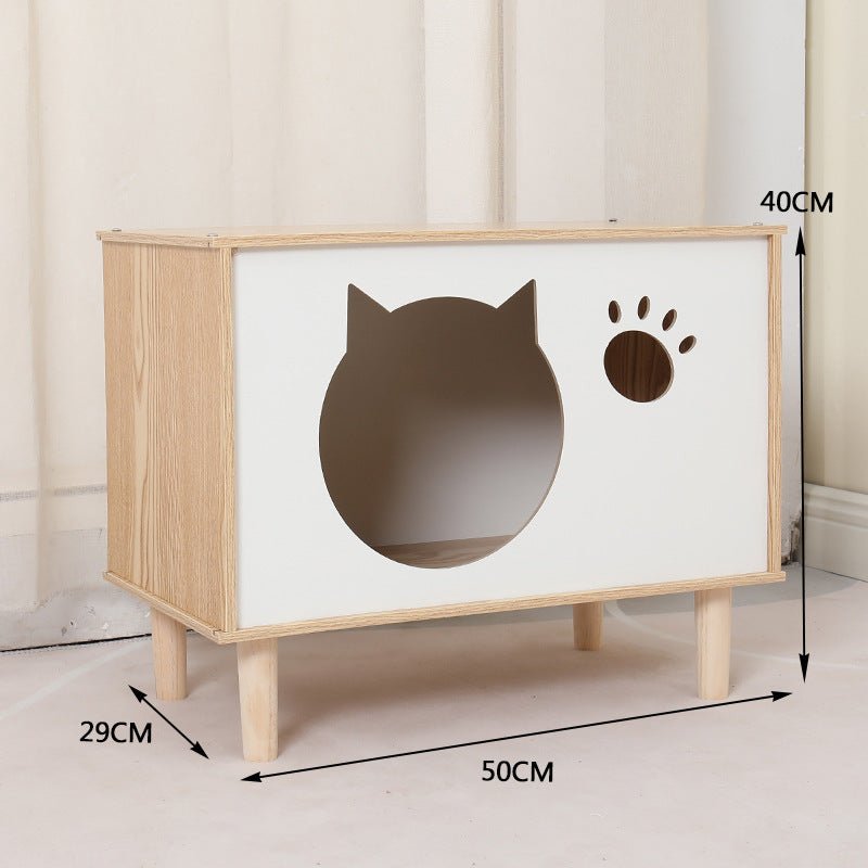 Creative Modeling Pet Wooden Nest – Solid Wood Cat Bed & Bedside Table - TailTiddy