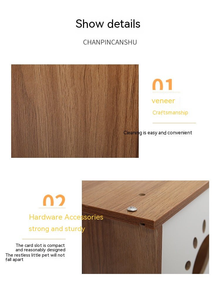 Creative Modeling Pet Wooden Nest – Solid Wood Cat Bed & Bedside Table - TailTiddy