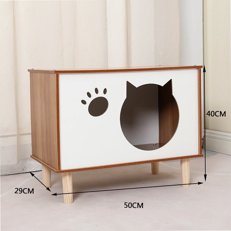 Creative Modeling Pet Wooden Nest – Solid Wood Cat Bed & Bedside Table - TailTiddy