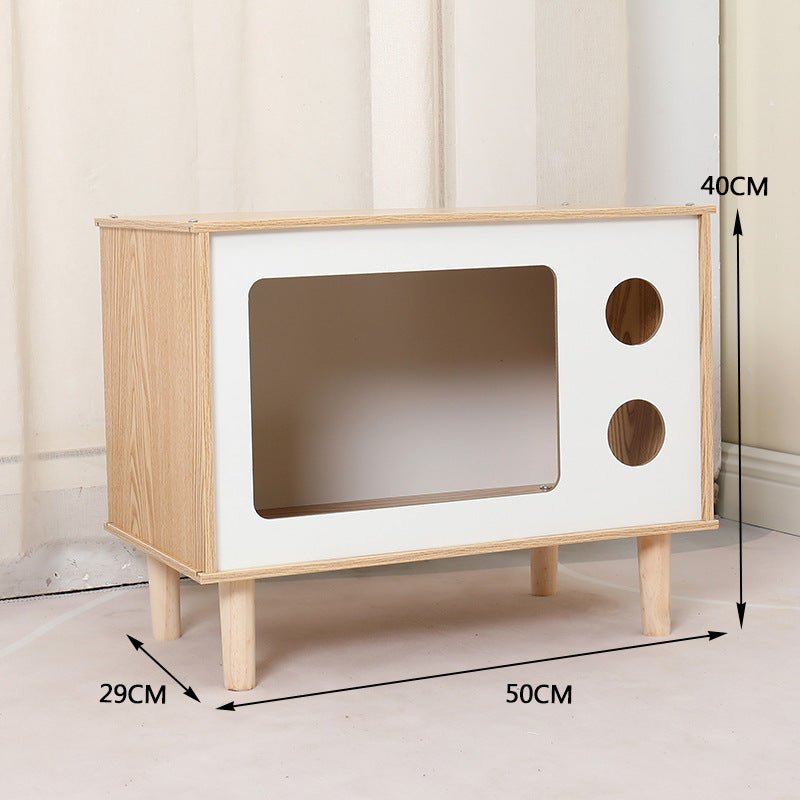 Creative Modeling Pet Wooden Nest – Solid Wood Cat Bed & Bedside Table - TailTiddy