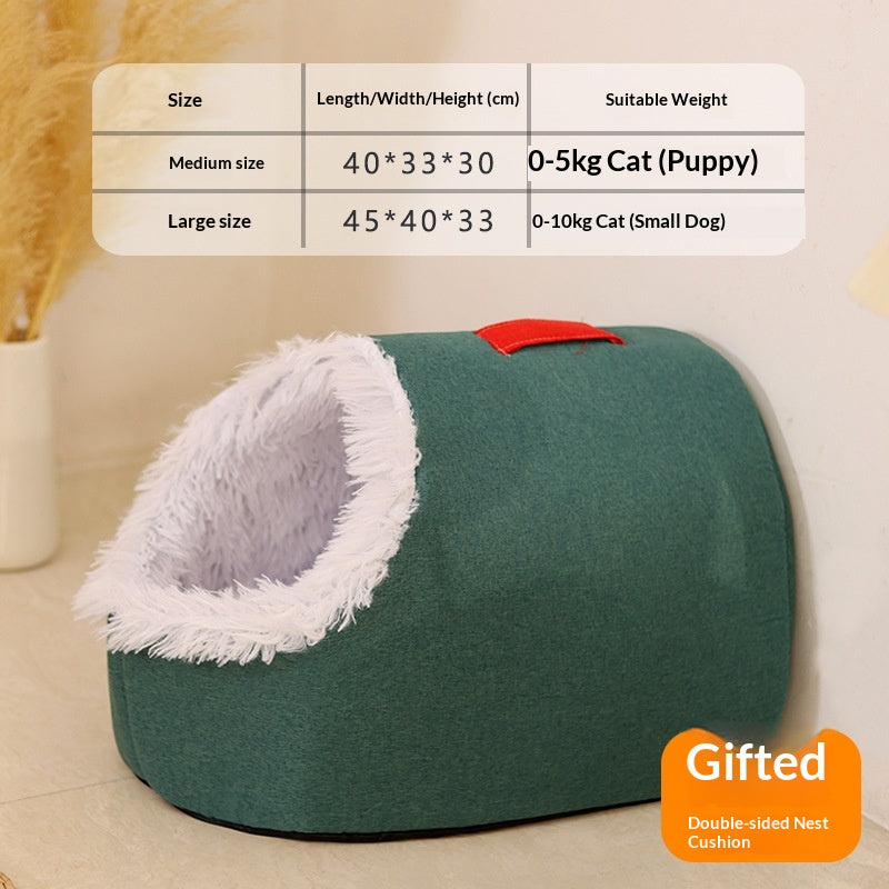 Cat Bed, Thickened And Warm For Winter, Enclosed Pet Bed, Portable For Small Dogs, Amazon Cross-Border Pet Supplies - TailTiddy