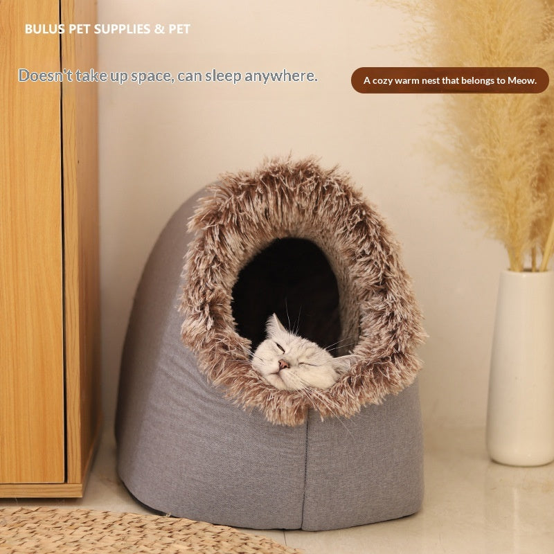 Cat Bed, Thickened And Warm For Winter, Enclosed Pet Bed, Portable For Small Dogs, Amazon Cross-Border Pet Supplies - TailTiddy
