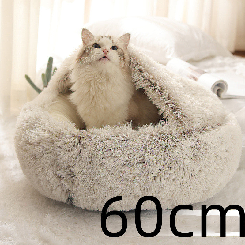 2 in 1 Warm Winter Pet Bed – Plush & Crystal Velvet Cushion for Cats and Dogs - TailTiddy