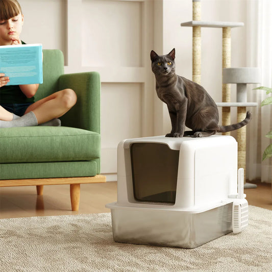 Cat Litter Box Enclosure – Stainless Steel Tray with Built-In Sand Filter - TailTiddy
