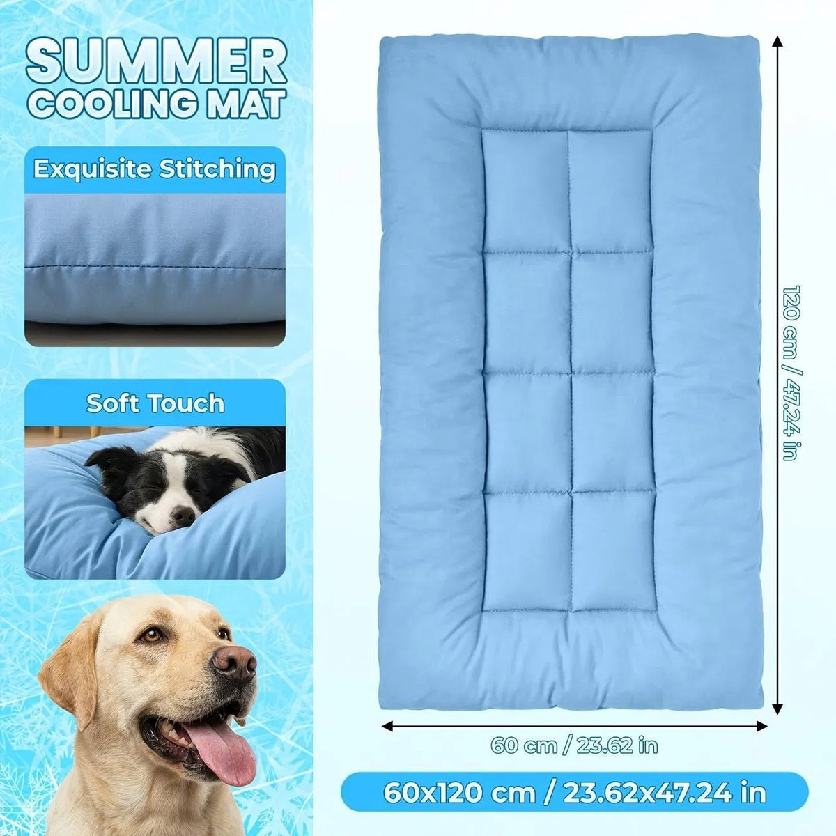 Extra-Large Cooling Dog Sofa Bed and Ultra-Soft Plush Pet Mat - TailTiddy