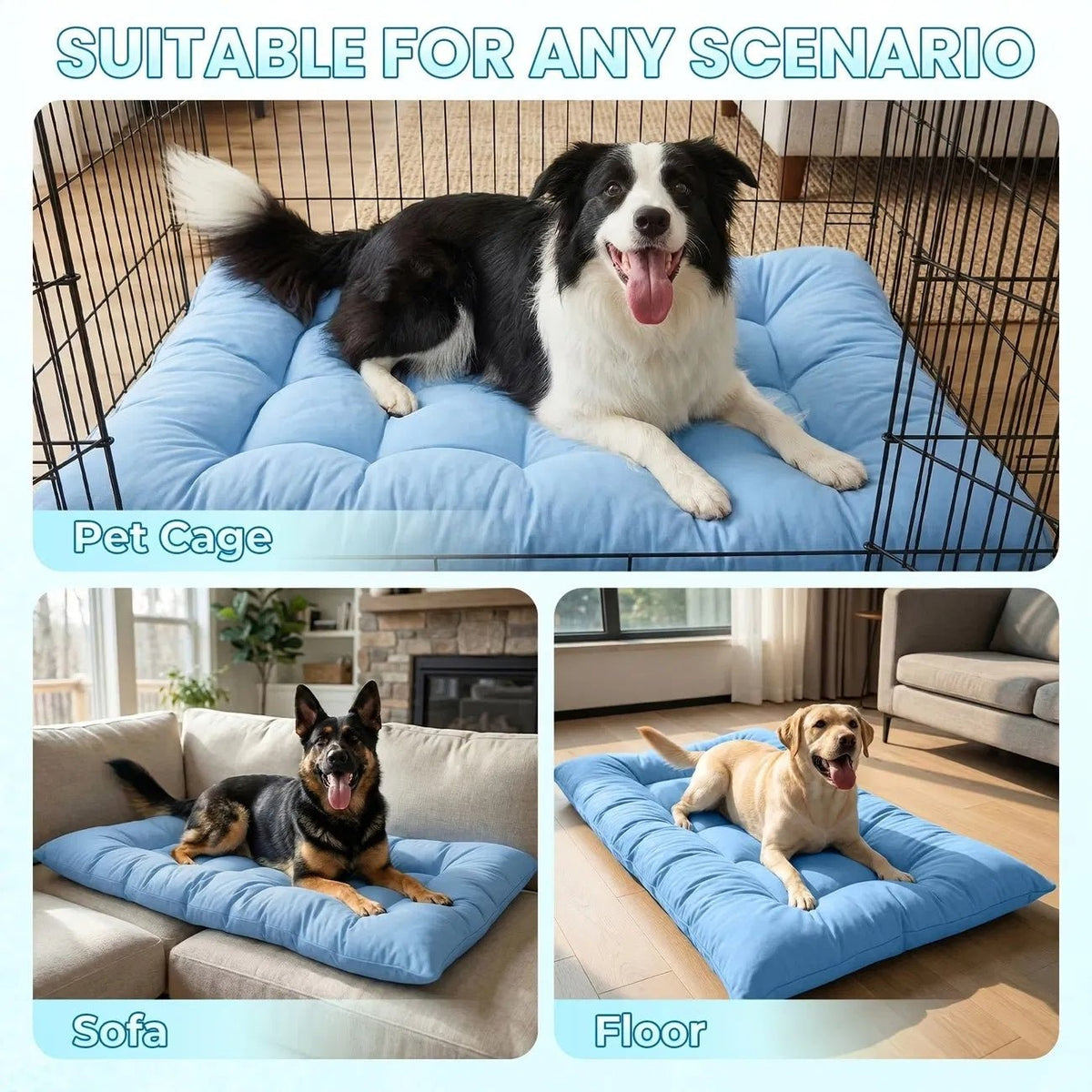 Extra-Large Cooling Dog Sofa Bed and Ultra-Soft Plush Pet Mat - TailTiddy