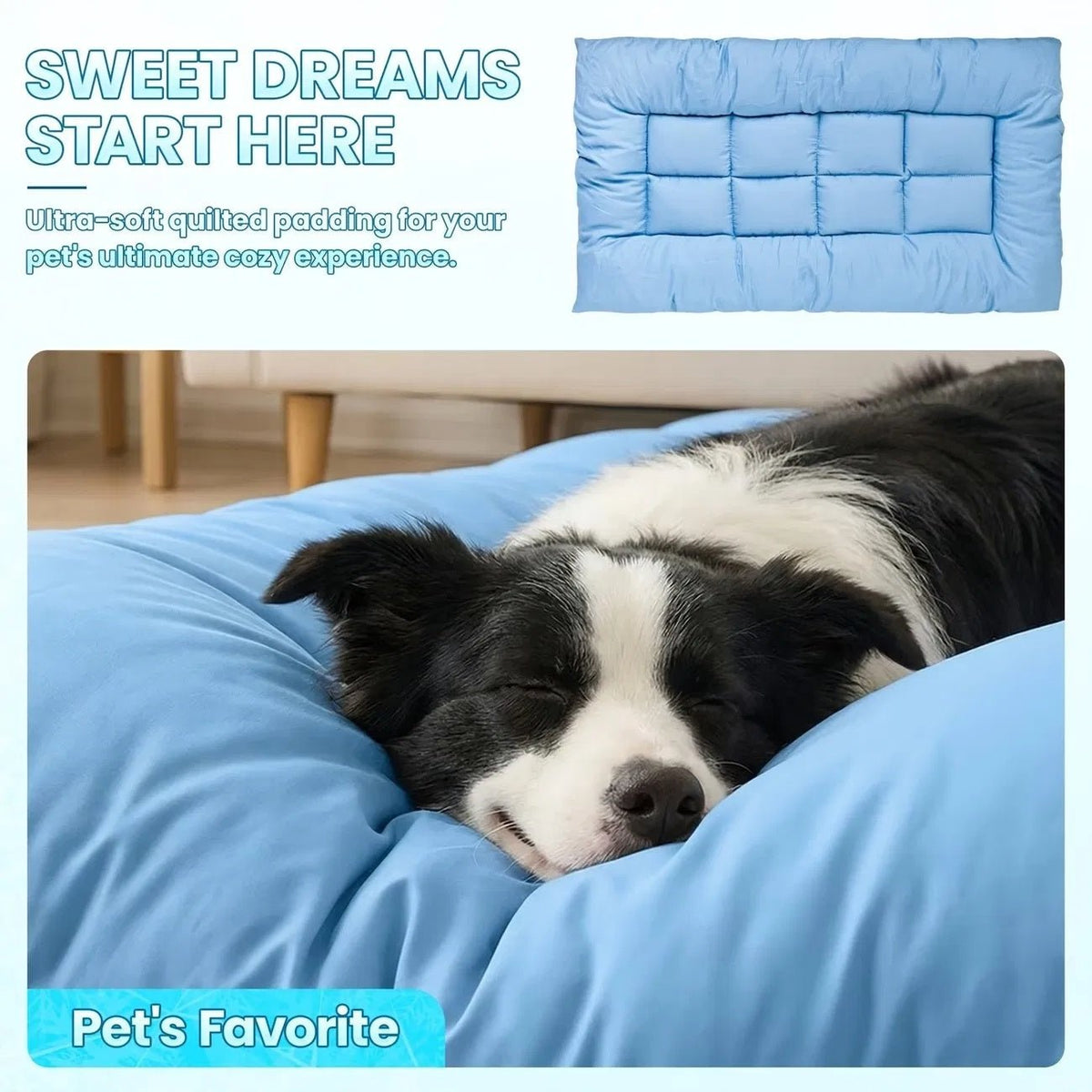 Extra-Large Cooling Dog Sofa Bed and Ultra-Soft Plush Pet Mat - TailTiddy