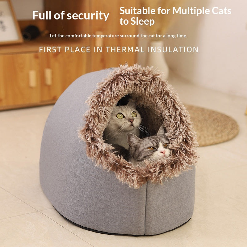 Cat Bed, Thickened And Warm For Winter, Enclosed Pet Bed, Portable For Small Dogs, Amazon Cross-Border Pet Supplies - TailTiddy