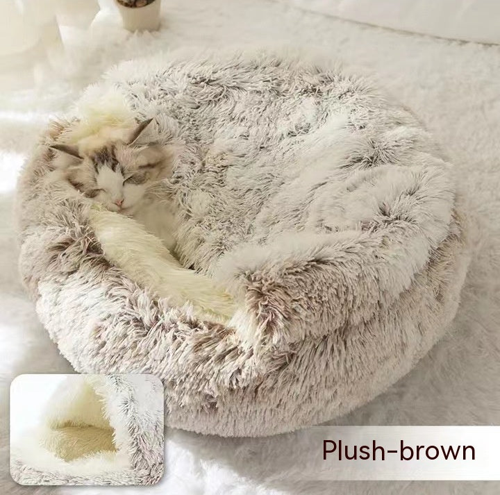 2 in 1 Warm Winter Pet Bed – Plush & Crystal Velvet Cushion for Cats and Dogs - TailTiddy