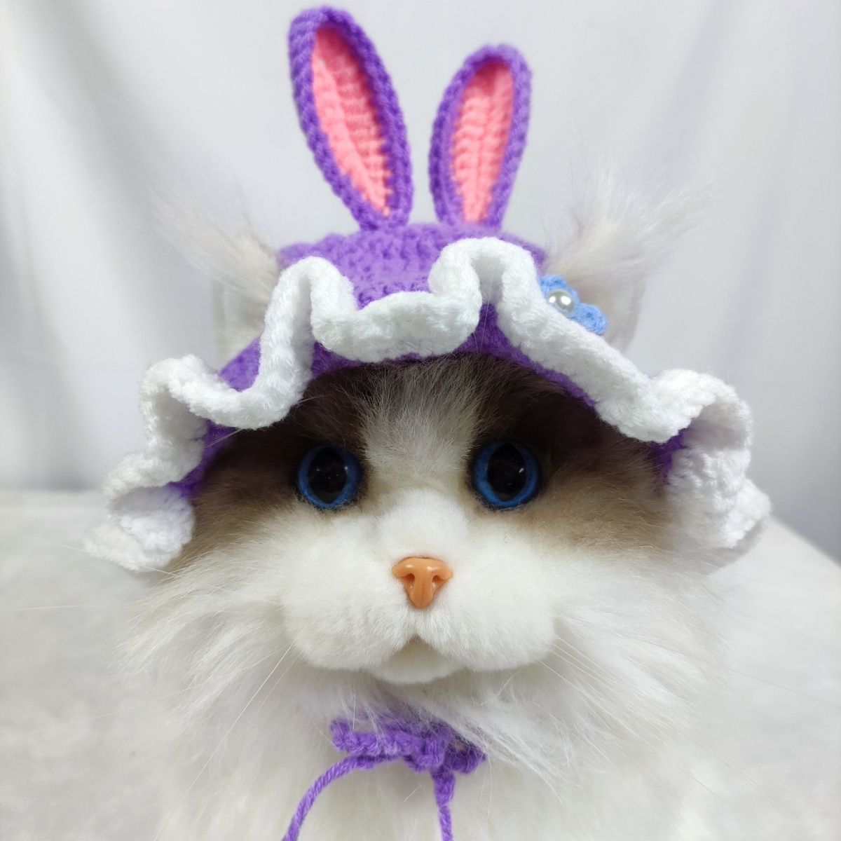 Hand-Painted Cartoon Knitted Hat for Cats & Puppies (Soft Cotton) - TailTiddy