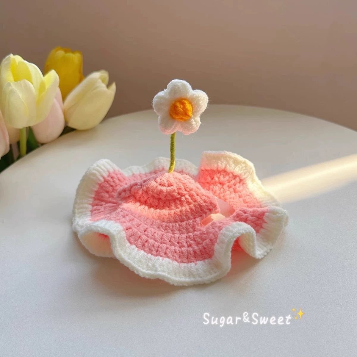 Hand-Painted Cartoon Knitted Hat for Cats & Puppies (Soft Cotton) - TailTiddy