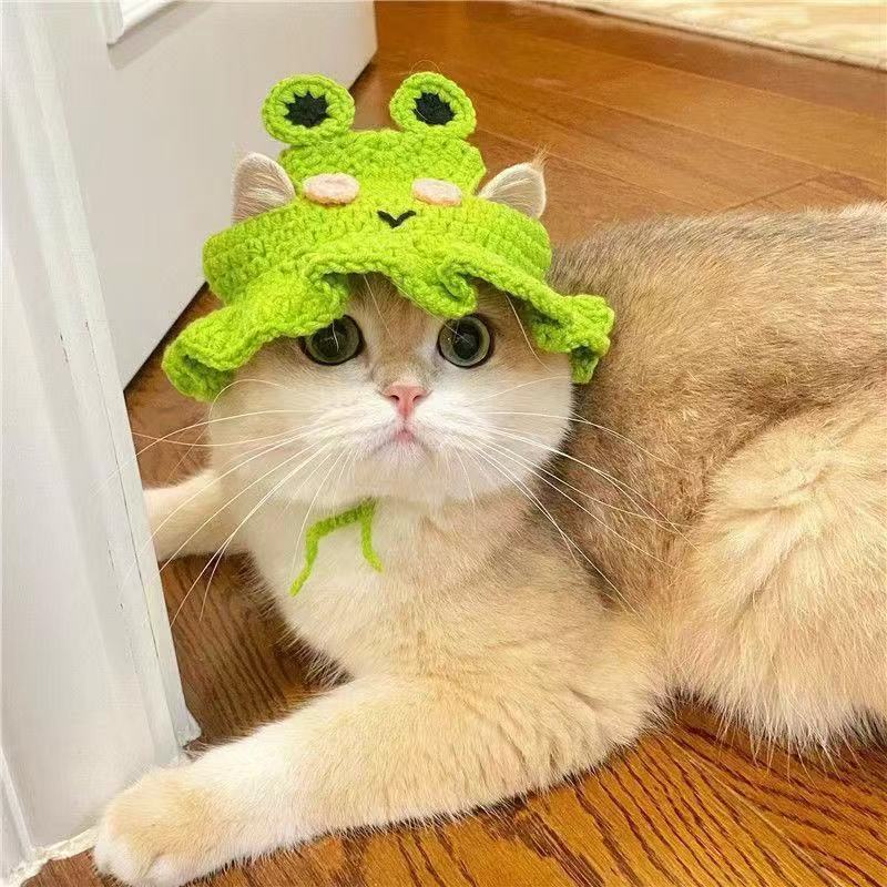 Hand-Painted Cartoon Knitted Hat for Cats & Puppies (Soft Cotton) - TailTiddy