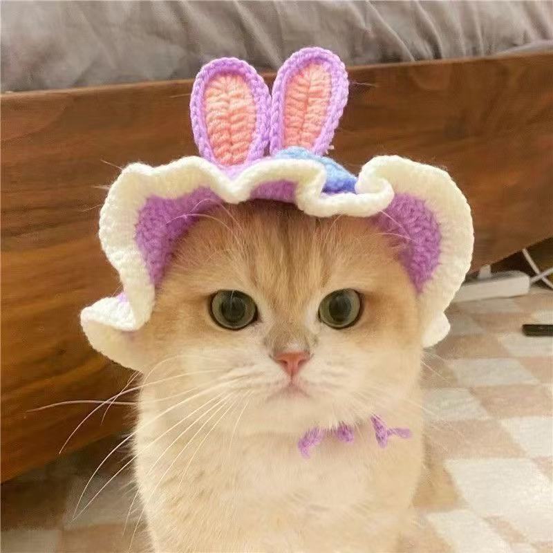 Hand-Painted Cartoon Knitted Hat for Cats & Puppies (Soft Cotton) - TailTiddy