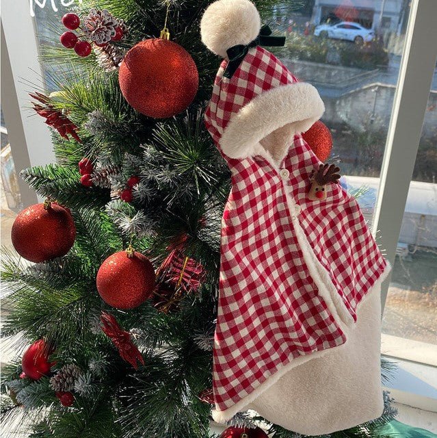 Korean Style Lovely Christmas Winter Pet Cloak – Multi-Functional Warm Cape, Blanket - TailTiddy