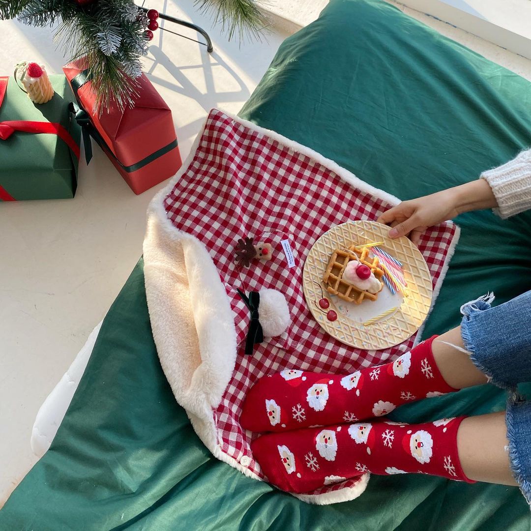 Korean Style Lovely Christmas Winter Pet Cloak – Multi-Functional Warm Cape, Blanket - TailTiddy