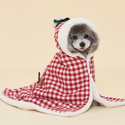 Korean Style Lovely Christmas Winter Pet Cloak – Multi-Functional Warm Cape, Blanket - TailTiddy