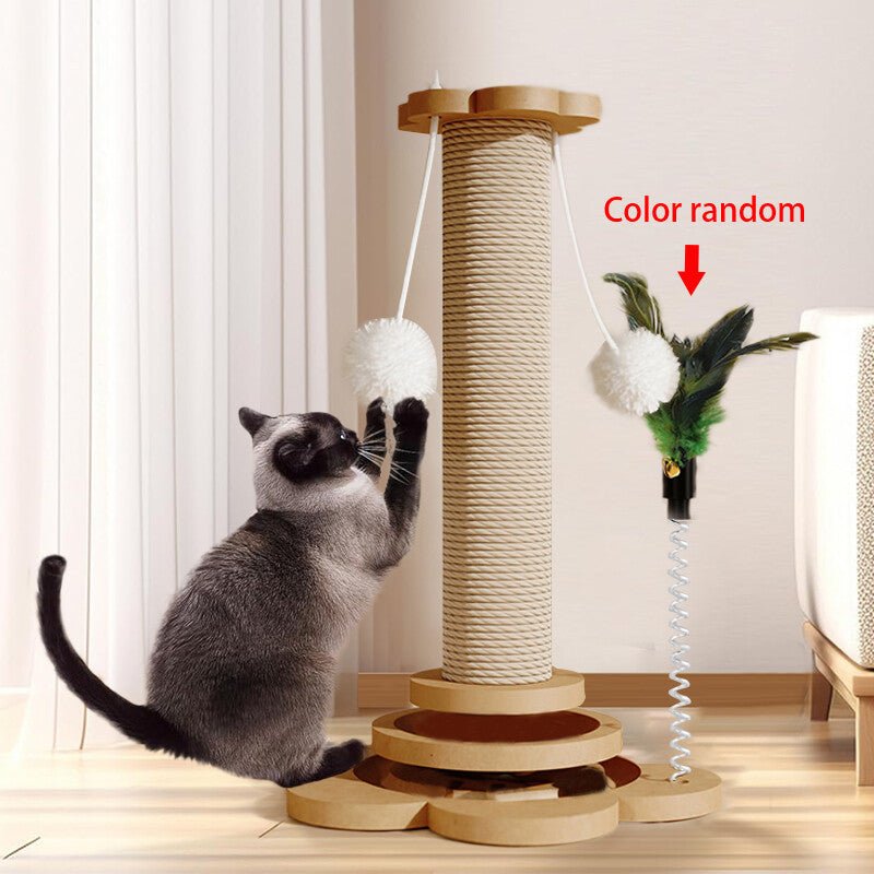 LARGE TALL CAT SCRATCHING POST STRONG NATURAL SISAL POLE HEAVY DUTY BASE 46CM - TailTiddy