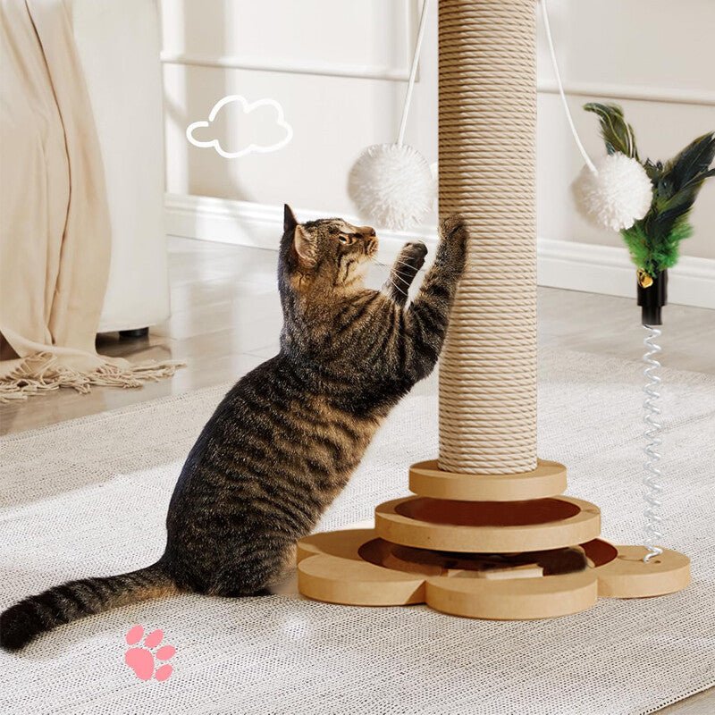 LARGE TALL CAT SCRATCHING POST STRONG NATURAL SISAL POLE HEAVY DUTY BASE 46CM - TailTiddy
