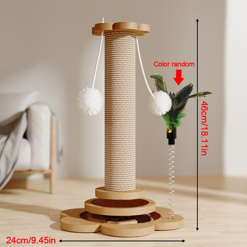 LARGE TALL CAT SCRATCHING POST STRONG NATURAL SISAL POLE HEAVY DUTY BASE 46CM - TailTiddy