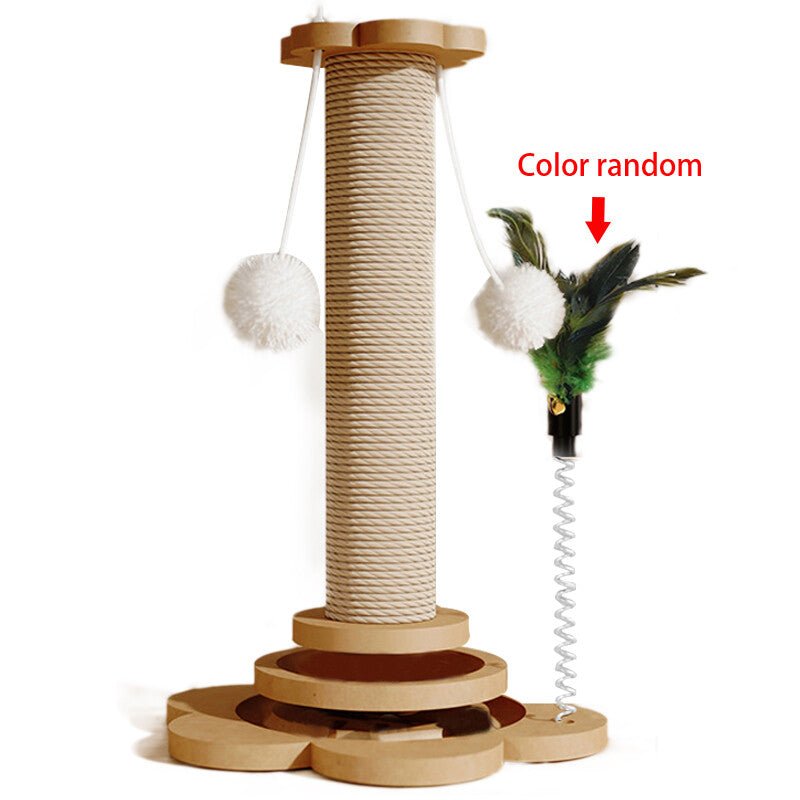 LARGE TALL CAT SCRATCHING POST STRONG NATURAL SISAL POLE HEAVY DUTY BASE 46CM - TailTiddy