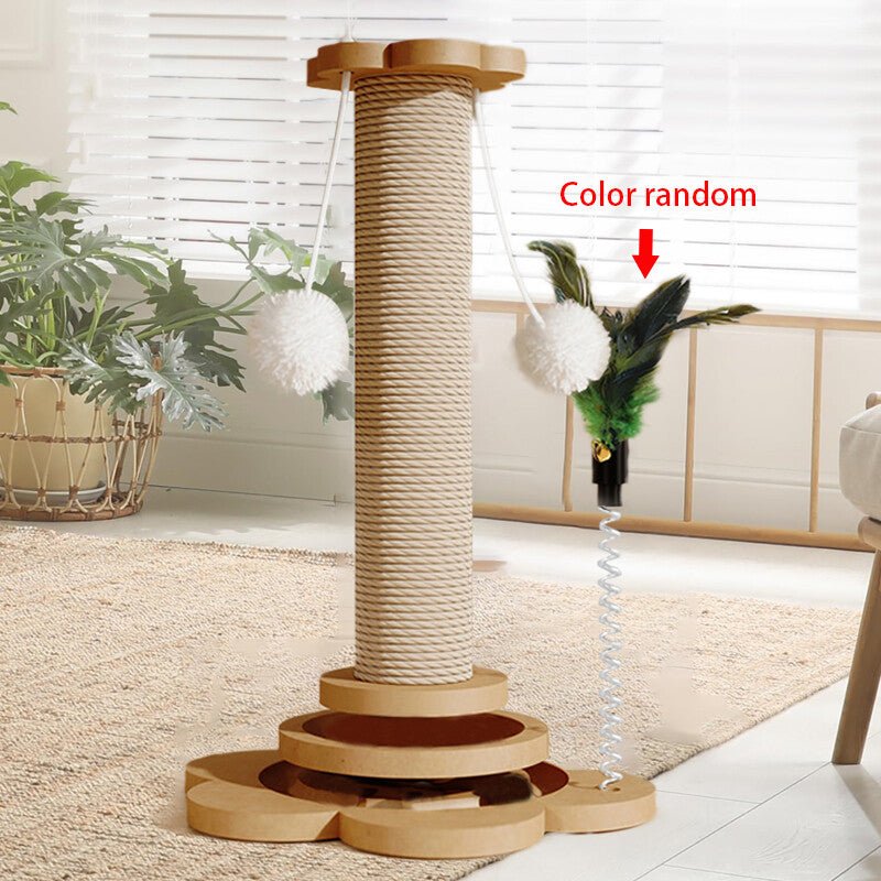 LARGE TALL CAT SCRATCHING POST STRONG NATURAL SISAL POLE HEAVY DUTY BASE 46CM - TailTiddy