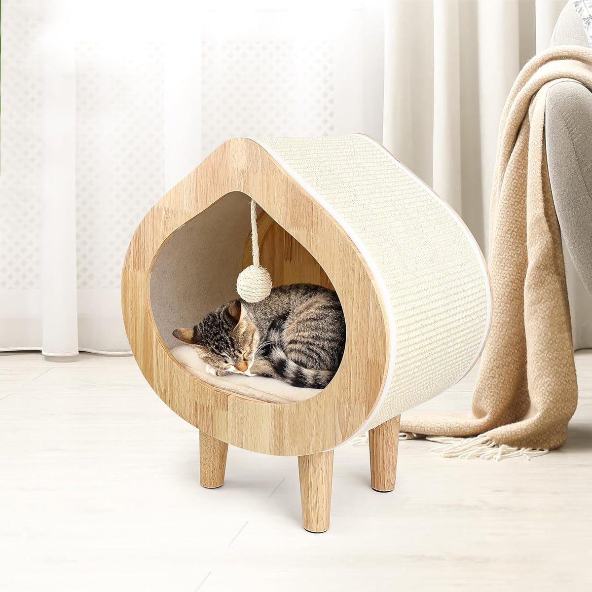 Luxury Indoor Cat Bed Modern Wooden Pet Cat Kennel - TailTiddy