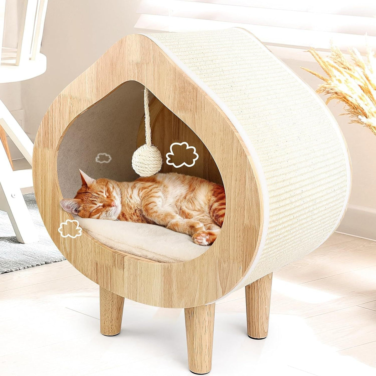 Luxury Indoor Cat Bed Modern Wooden Pet Cat Kennel - TailTiddy