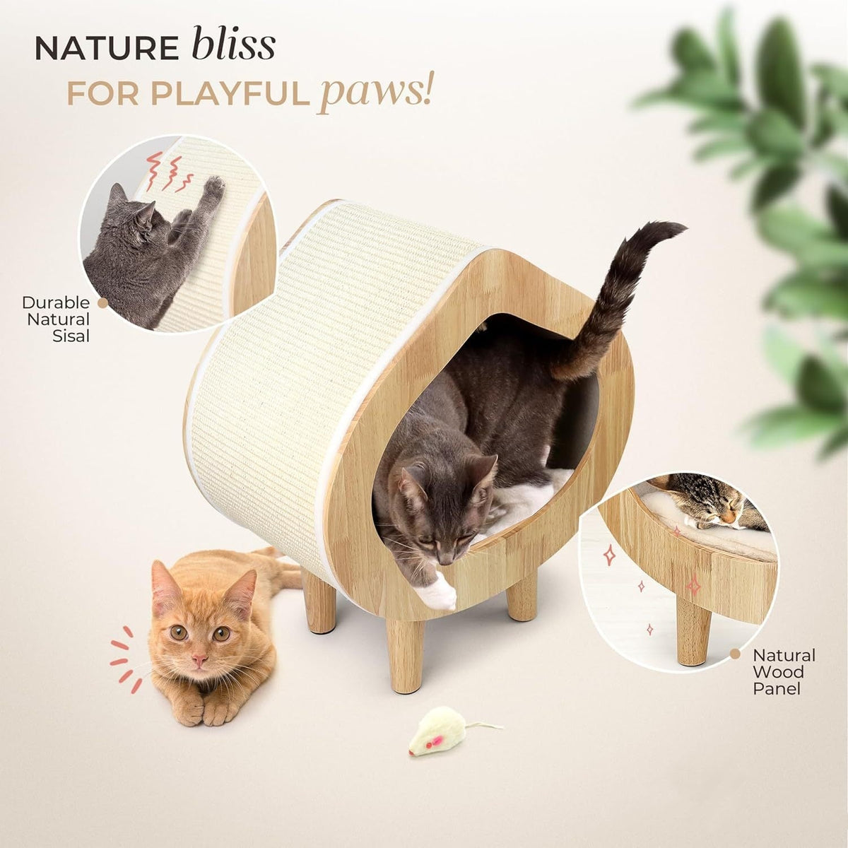 Luxury Indoor Cat Bed Modern Wooden Pet Cat Kennel - TailTiddy