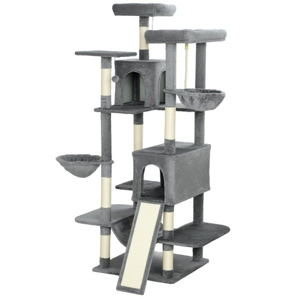 Multi-Level Cat Tree – Plush Tower with Condos, Hammocks, and Sisal Scratching Posts - TailTiddy
